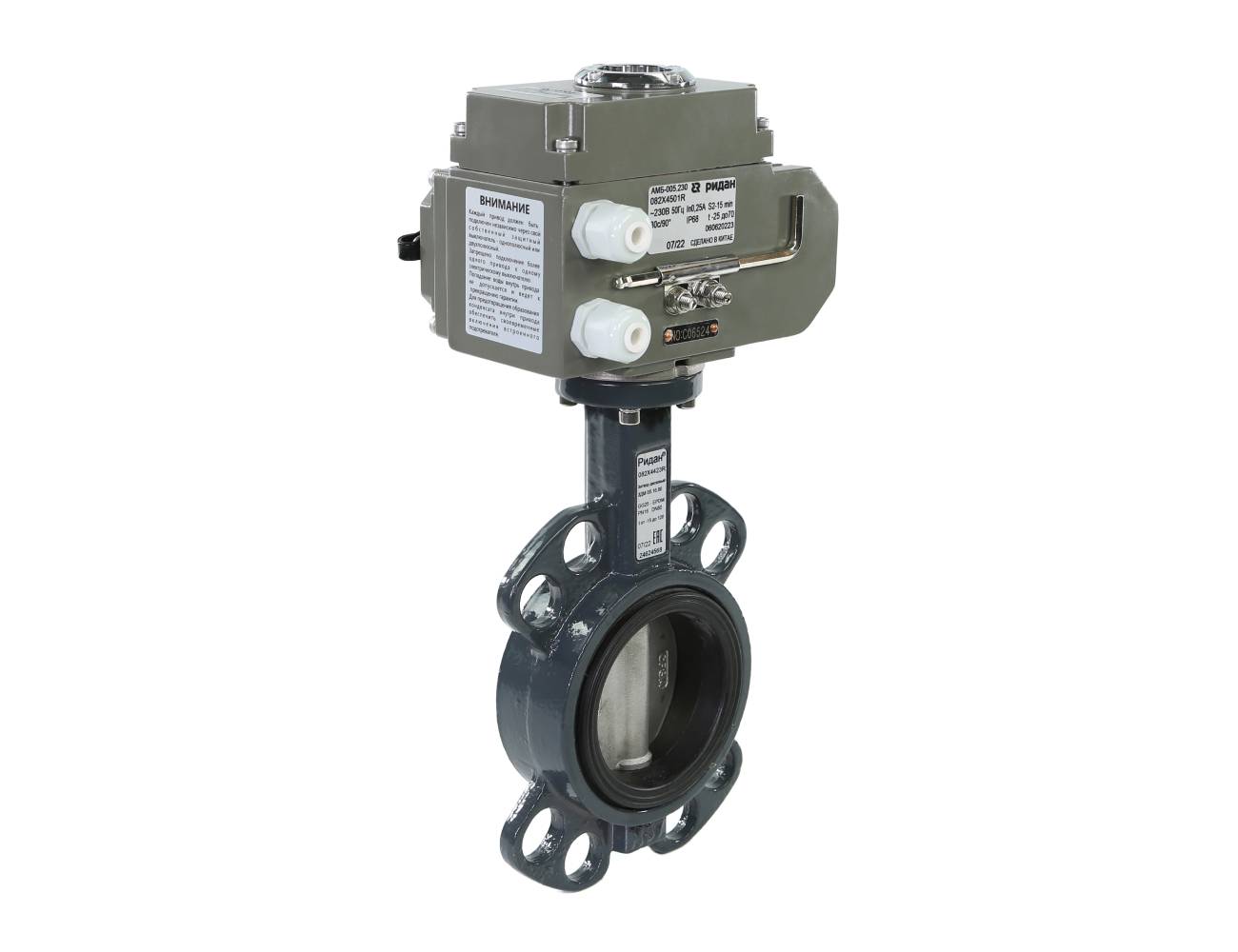 Ридан 082X4562R — Затвор дисковый PN16, DN250, диск — чугун, с электроприводом 24В